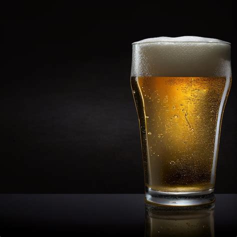 Premium Photo | A glass of beer on black background