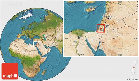 Satellite Location Map of Jerusalem