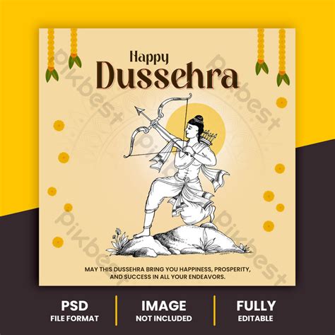 Happy Dussehra Ram Navami Social Media Poster PSD Vector | PSD Free Download - Pikbest