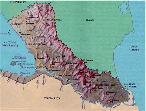 Maps of Nicaragua - Rio San Juan map and info