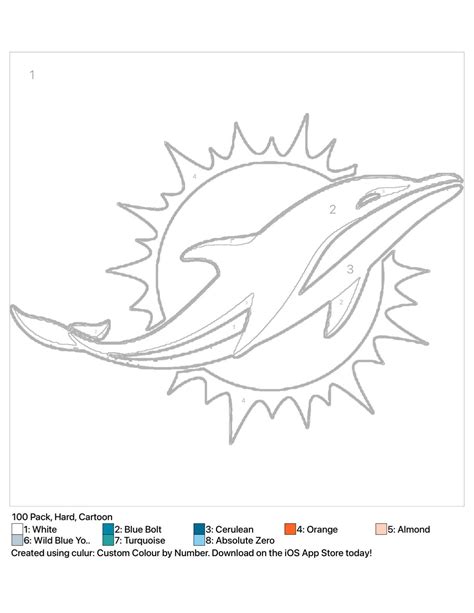 Dolphins logo color by number!! Awesome way for kids to get more into ...