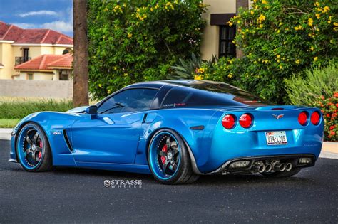 Jetstream Blue Chevrolet Corvette Z06 with Strasse Wheels - GTspirit