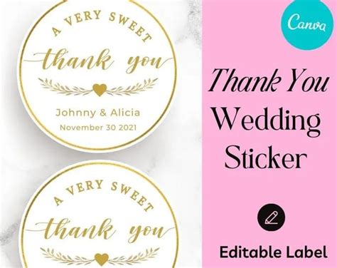 Wedding Stickers Template | Editable Wedding Favour Label in 2022 | Wedding stickers, Sticker ...