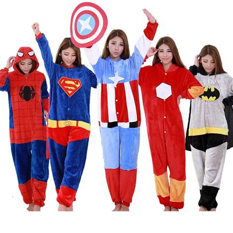 Onesie Unisex Adult Pajamas Onesies Cut Batman Pyjamas Women Sleepwear Superman Hooded Onesies ...