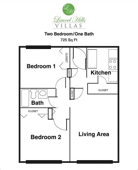 Two Bedroom Villas « Laurel Hills Villas | Two bedroom floor plan, Two bedroom, Bedroom floor plans