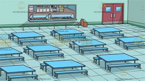 A School Cafeteria Background: A school cafeteria with blue tables and benches light blue tiled ...