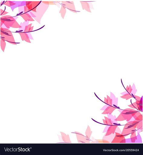 Abstract pink leaves flowers white background vect