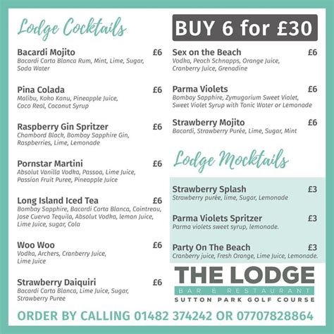 Menu at The Lodge Bar & Grill - Sutton Golf Course, Hull, The Lodge