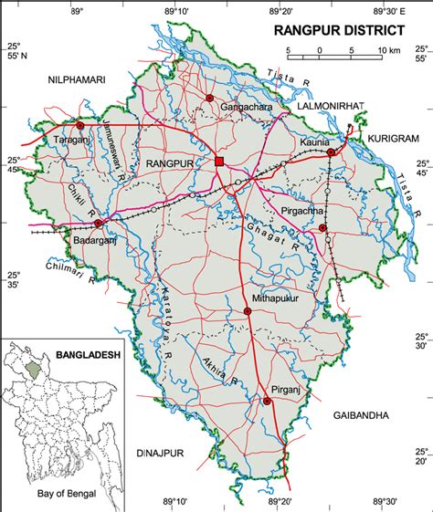 Map of Rangpur district showing the study area. | Download Scientific Diagram