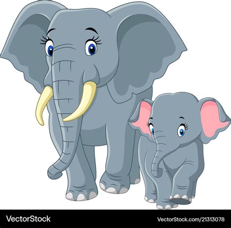 Baby and mother elephant Royalty Free Vector Image