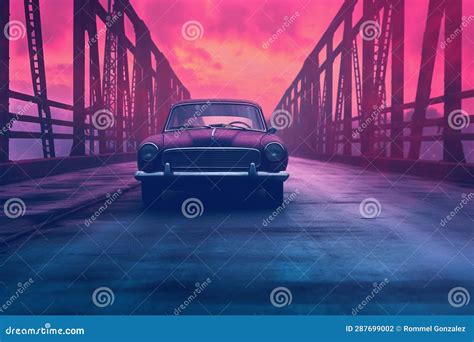 Retro Wave Synth Wave Car. Retro Sport Car with Neon Backlight Contours. Stock Photo - Image of ...