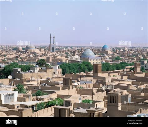 Iran Middle East Masjed e Jame mosques overview Yazd Stock Photo - Alamy