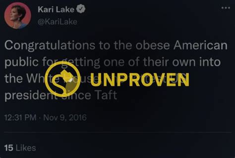 Did Kari Lake Tweet, 'Congratulations to the Obese American Public,' After Trump's 2016 Victory ...