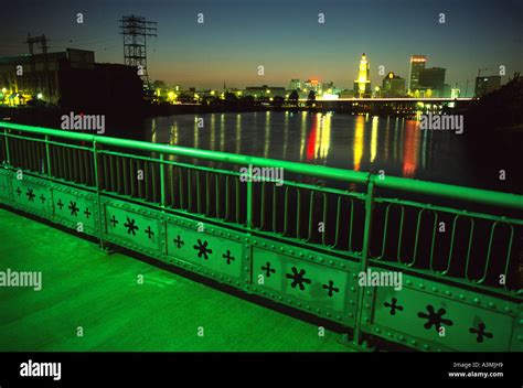 Downtown Providence at Night from Point Street Bridge Stock Photo - Alamy