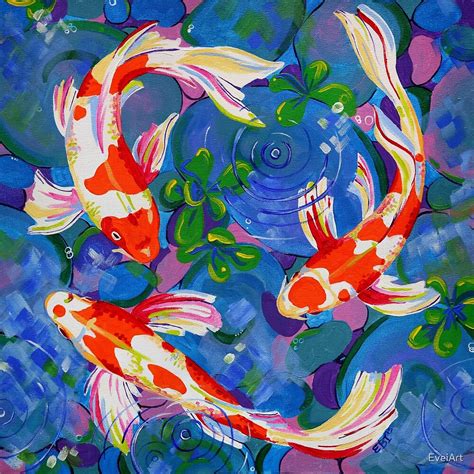 "Koi - Acrylic koi fish painting" by EveiArt | Redbubble