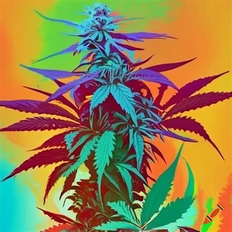 Graphic design of colorful cannabis plants on Craiyon