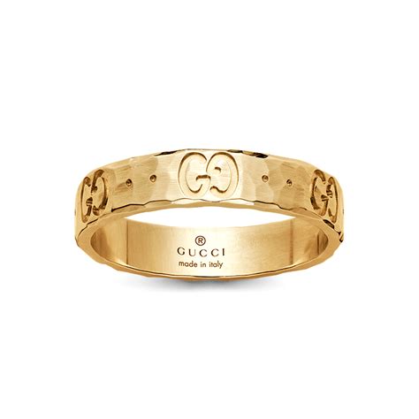 Gucci 18ct Yellow Gold Icon Hammered Ring at Berry's Jewellers