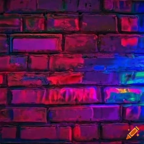 Neon trippy brick wall background on Craiyon