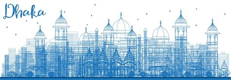 Outline Dhaka Skyline with Blue Buildings. 16085414 Vector Art at Vecteezy