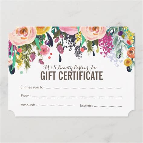 Painted Floral Salon Gift Certificate Template | Zazzle.ca