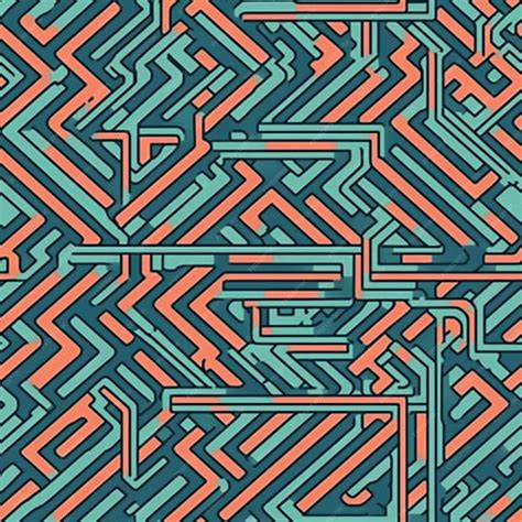 Premium Photo | A blue and orange pattern with a maze design generative ai