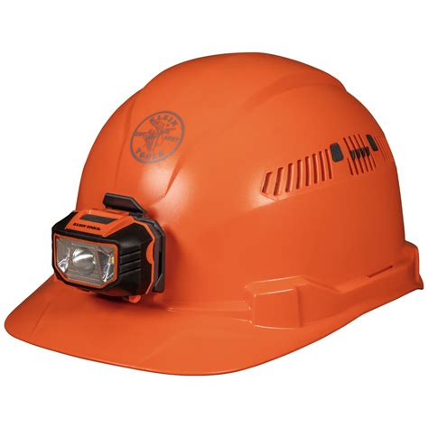 Hard Hat, Vented, Orange Cap Style with Headlamp - 60901 | Klein Tools ...