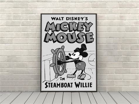 Steamboat Willie Poster Mickey Mouse Poster Vintage Disney Movie Disney ...