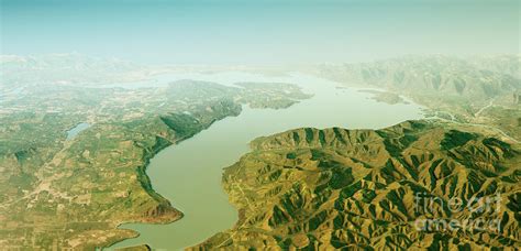 Lake Pend Oreille 3D Render Topographic Map Horizon Digital Art by ...