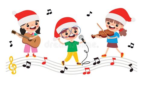 Cartoon Kids Singing at Christmas Stock Illustration - Illustration of ...