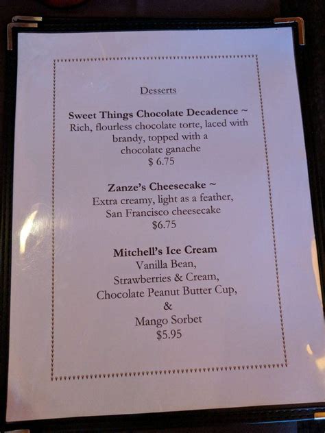 Menu at Pacific Cafe, San Francisco