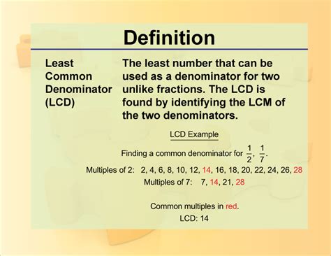 Definition--Fraction Concepts--LCD | Media4Math