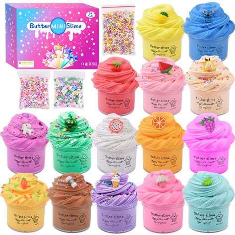 Buy Fluffy Butter Slime Kit 15 Pack, Soft and Non-Sticky, Include Unicorn Watermelon etc 15 ...