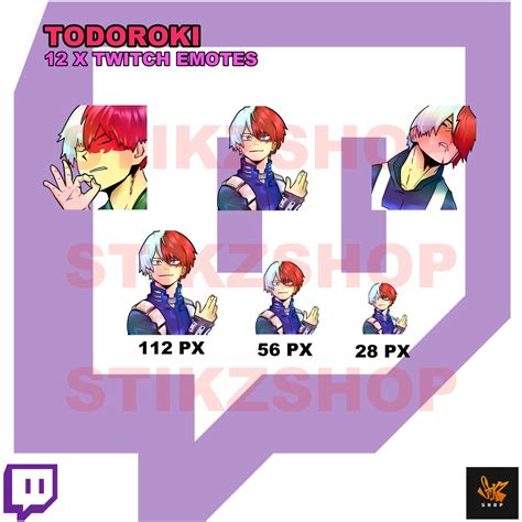 12 X Twitch Emotes Anime Emotes Bnha Mha Fire Ice Man | Etsy Denmark