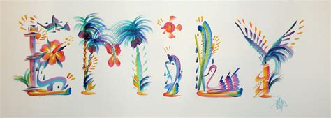 Tropical Name Art Painting Hand Painted Emily Or by TropicArts