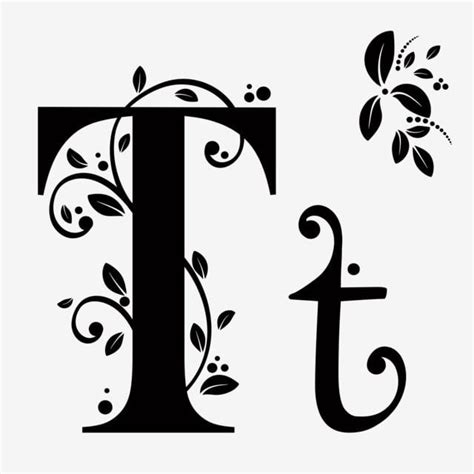 Letter T Vector PNG Images, Letter T With Ornaments Vintage Upper And ...