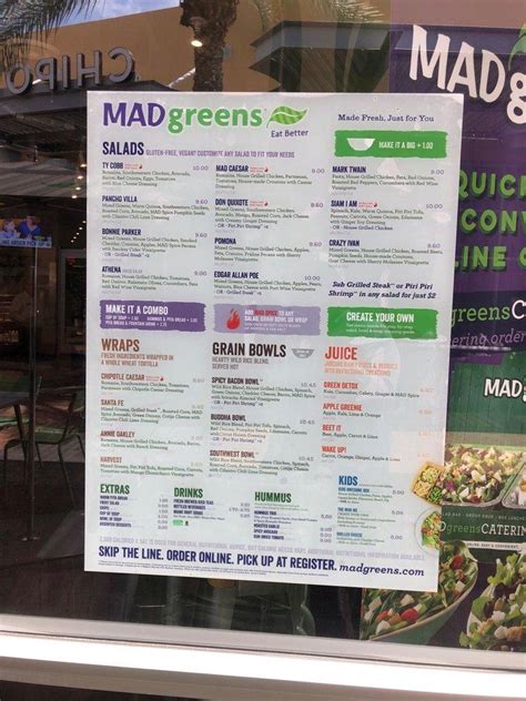 Menu at MAD Greens - Tempe Marketplace restaurant, Tempe, E Rio Salado ...