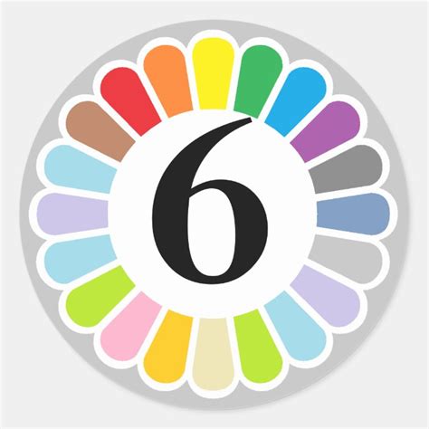 colorful number 6 sticker | Zazzle.com