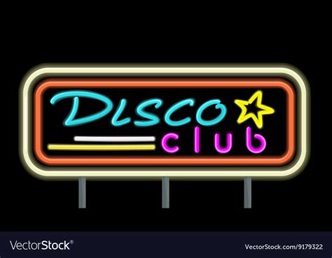 Neon Signboard Disco Club Design Royalty Free Vector Image