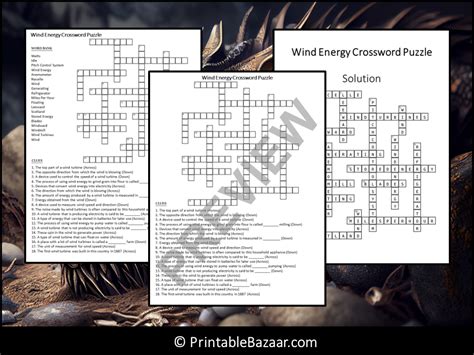 Wind Energy Crossword Puzzle Worksheet Activity | Teaching Resources