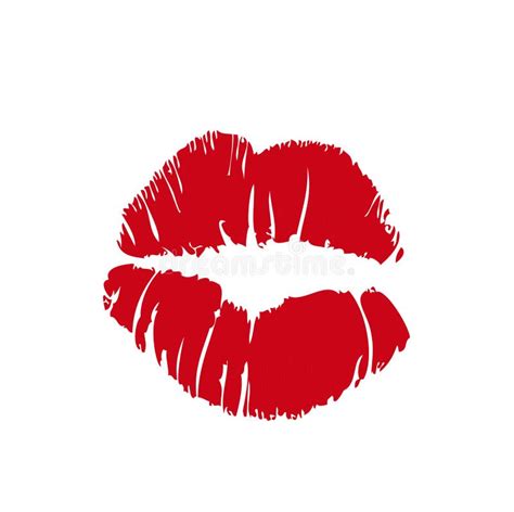 Vector Woman Red Lipstick Kiss Mark Print on White Background Stock ...