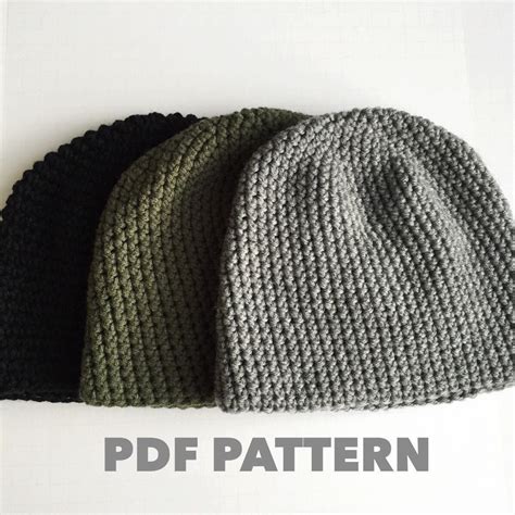 Crochet Pattern Mens Easy Beanie Hat Crochet Hat Pattern for - Etsy UK