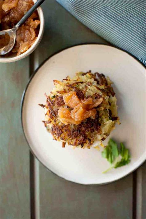 Vegan Potato Latkes Recipe with Chunky Applesauce | Cook's Hideout