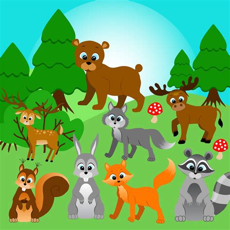 Forest animals - vector clipart | Animal Illustrations ~ Creative Market