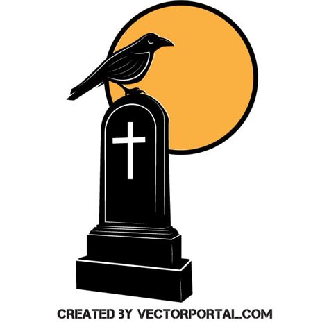 Raven on a tombstone Royalty Free Stock SVG Vector and Clip Art