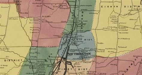 Historic landowners map of Southington, CT from 1869 - CT Restored