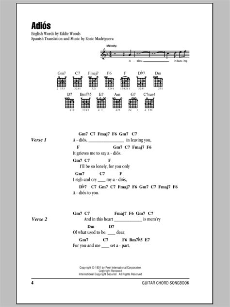 Adios by Enric Madriguera - Guitar Chords/Lyrics - Guitar Instructor