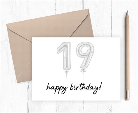 19th Birthday Card Printable 19 year old Birthday Card PDF | Etsy