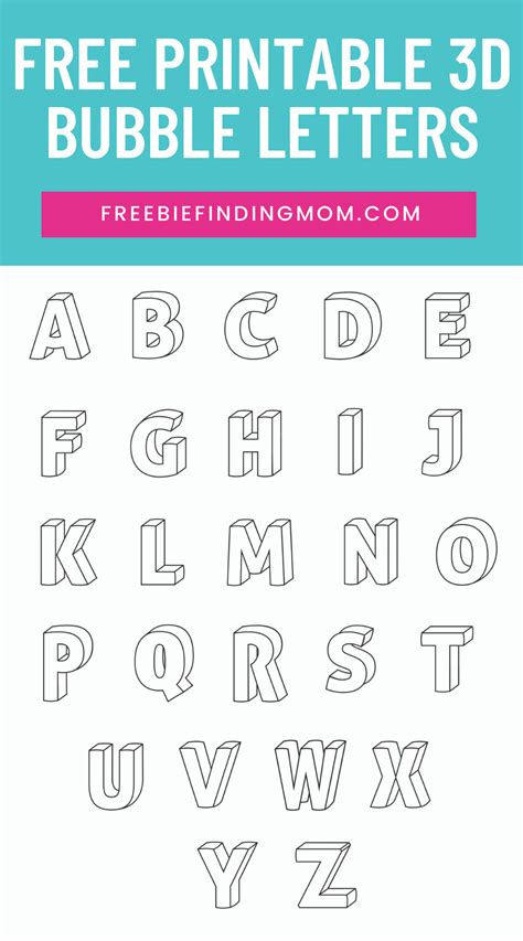 Printable 3D Bubble Letters Alphabet | Bubble letters alphabet, Lettering alphabet, Lettering