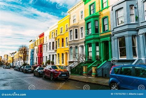 Colorful Houses in the District of Notting Hill Near Portobello Road, London Stock Photo - Image ...