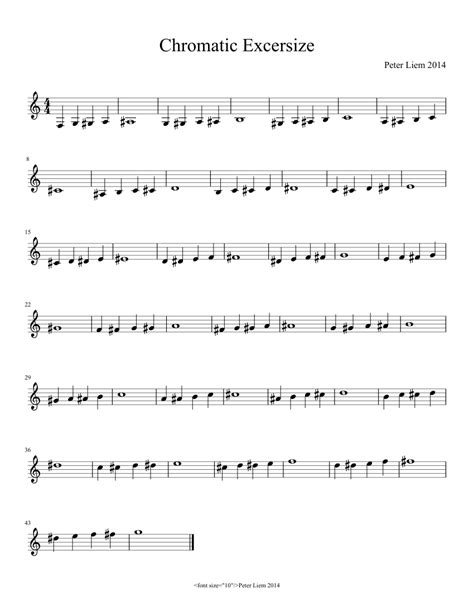 Trumpet Chromatic Scale exercise sheet music for Piano download free in PDF or MIDI